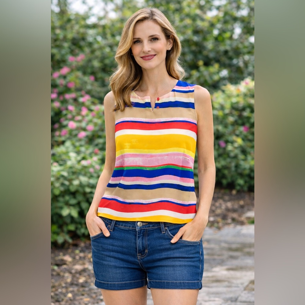 Vibrant Striped Sleeveless Crop Top